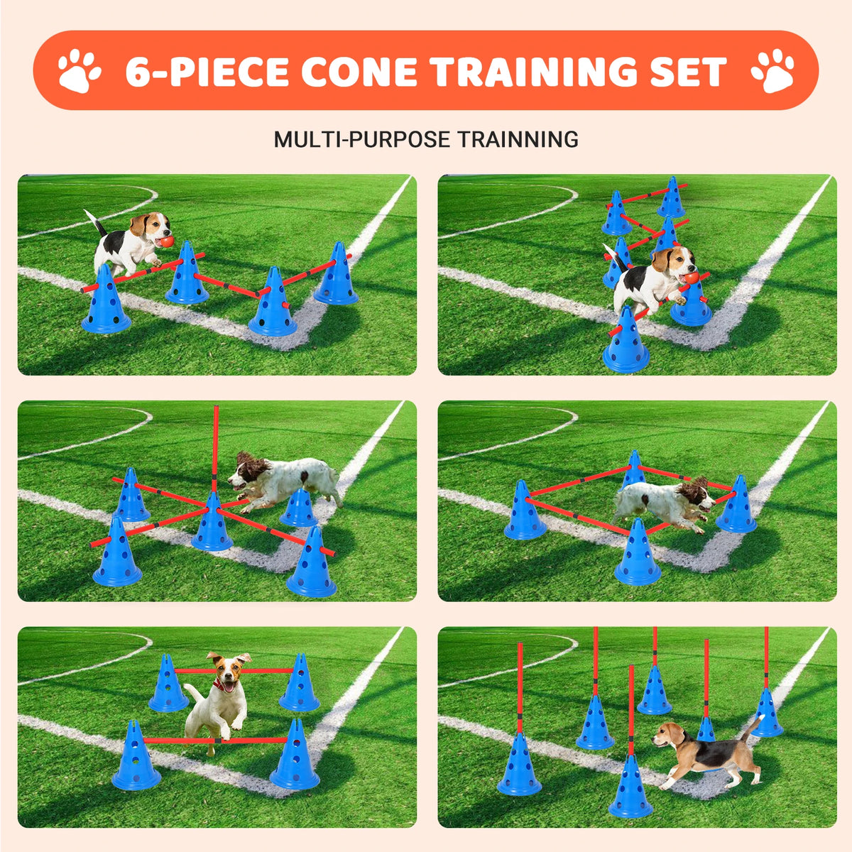 Dog Agility Adjustable Hurdle Cone Set