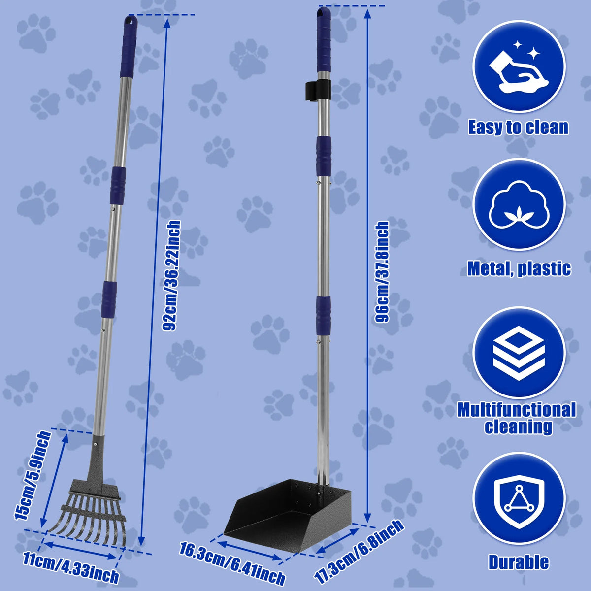 Pet Pooper Scooper Set with Long Handle