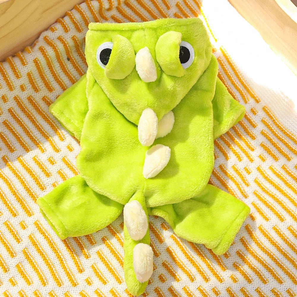 Dinosaur Fleece Jumpsuit for your pup or cat.