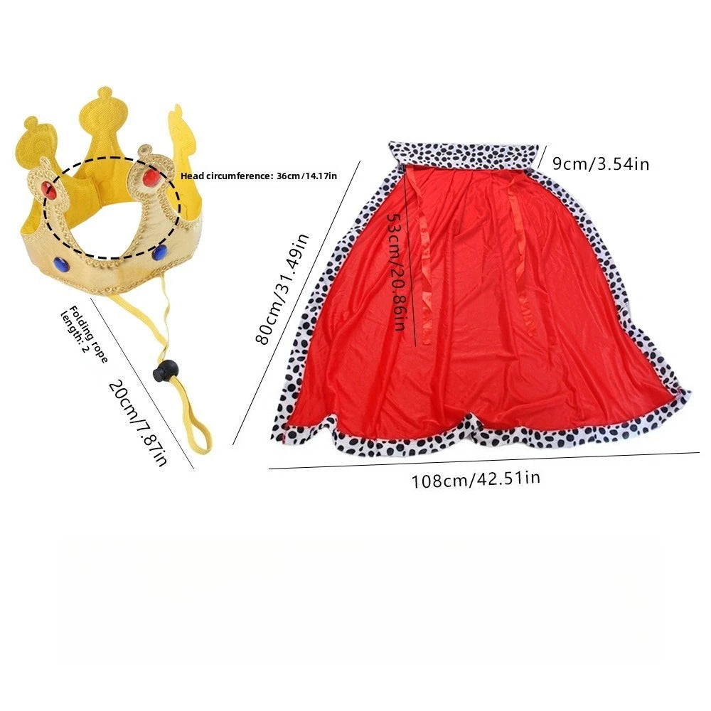 Halloween King Costume Cloak with Adjustable Crown