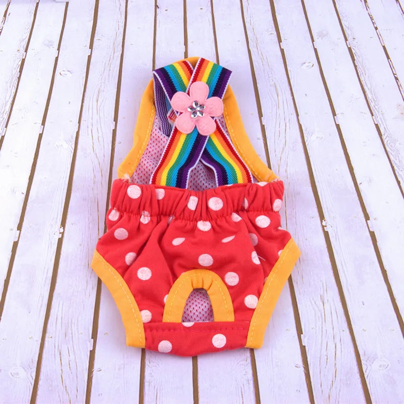 Reusable Sanitary Diaper with Suspenders for your girl.