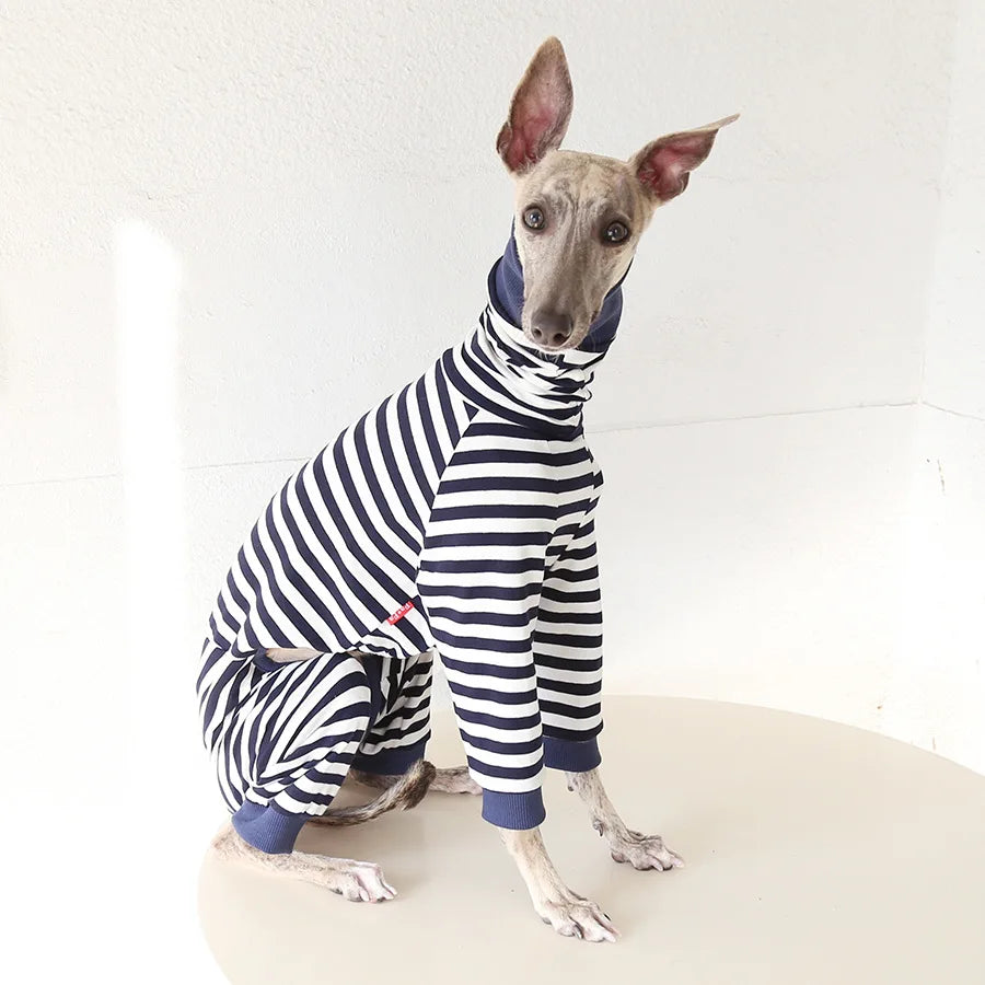 Cozy Striped Dog Pajamas for Italian Greyhounds & Whippets