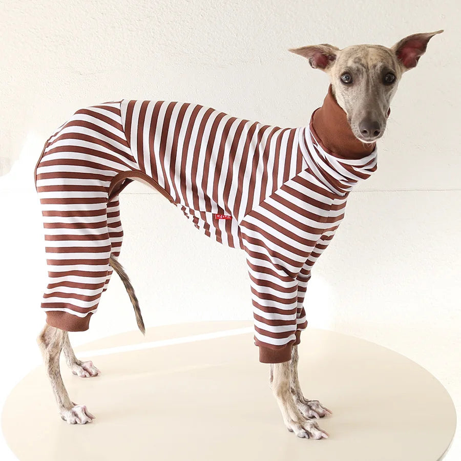 Cozy Striped Dog Pajamas for Italian Greyhounds & Whippets