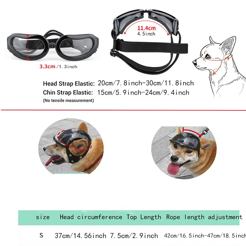 Helmet and Sunglasses Sets for Small pups.  Bring your pup on the open road.
