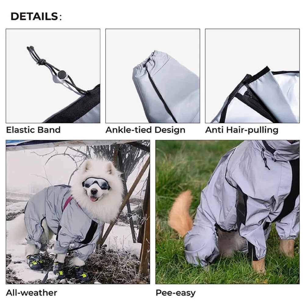 Reflective Waterproof Raincoat with UV protection for your pup.