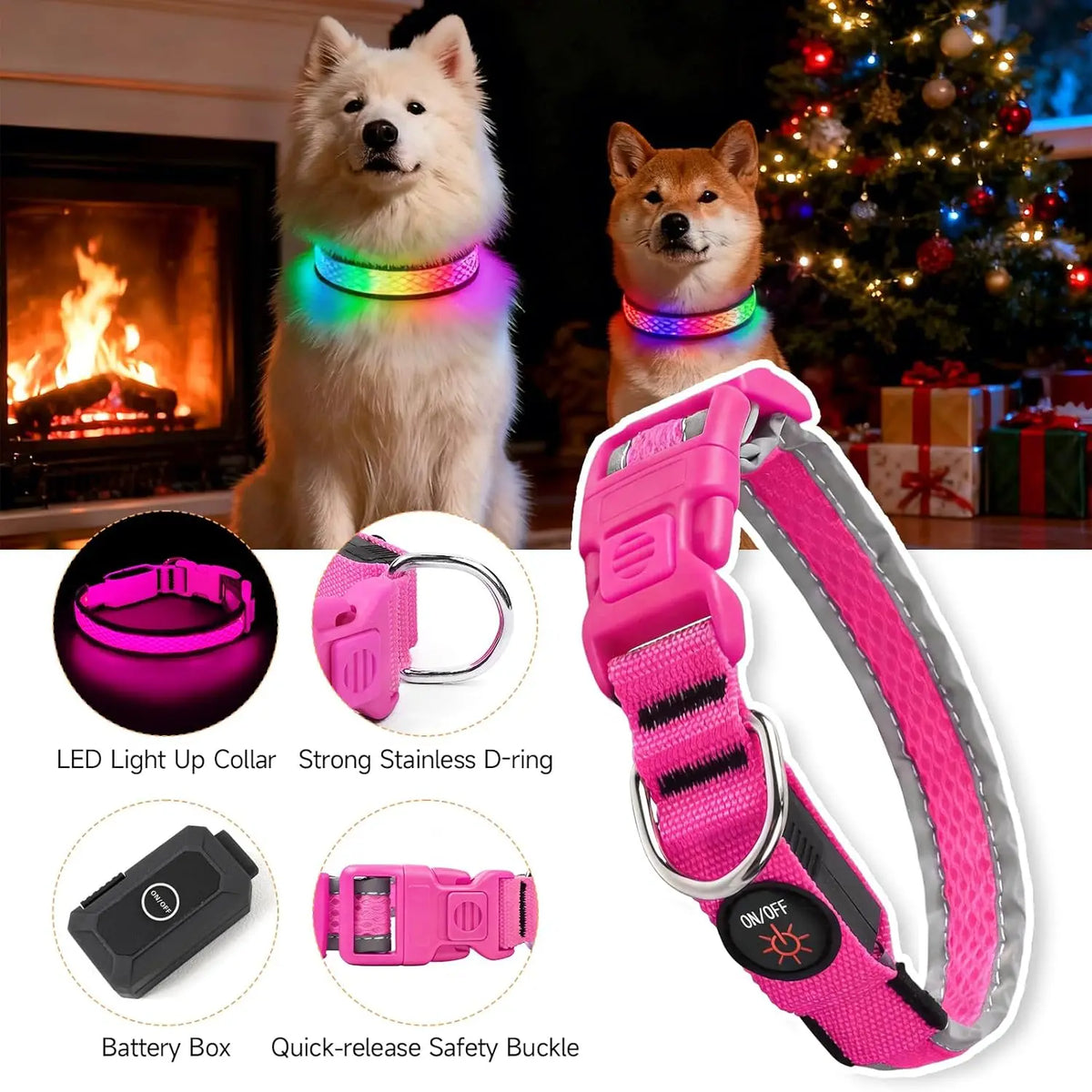 LED USB Rechargeable Light Up Collar for your pup.