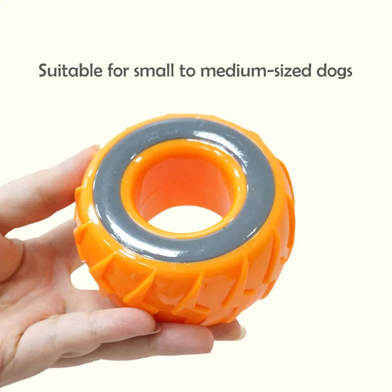Floatable, Squeaking Tire for your pup.