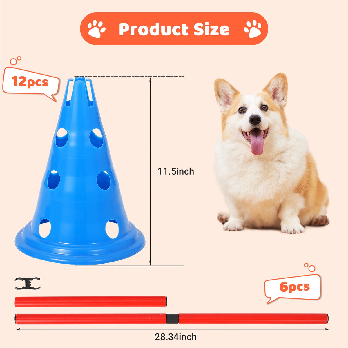 Dog Agility Adjustable Hurdle Cone Set