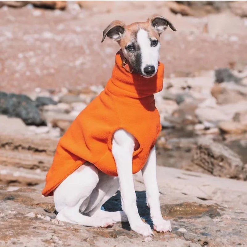 Solid Color Fleece High-neck Winter Vest for Greyhound or Whippet.
