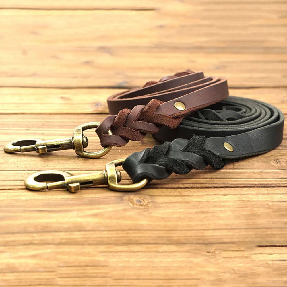 Soft Leather Braided Leash
