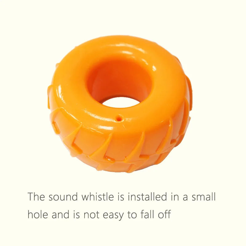 Floatable, Squeaking Tire for your pup.