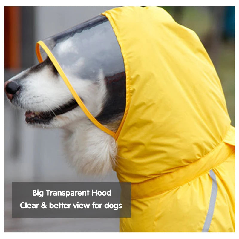 Reflective, Washable Hooded Raincoat With Removable Tail Cover for your pup.