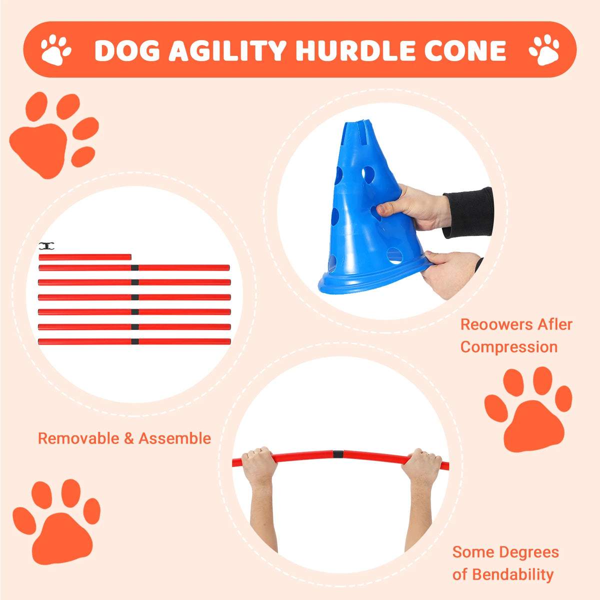 Dog Agility Adjustable Hurdle Cone Set
