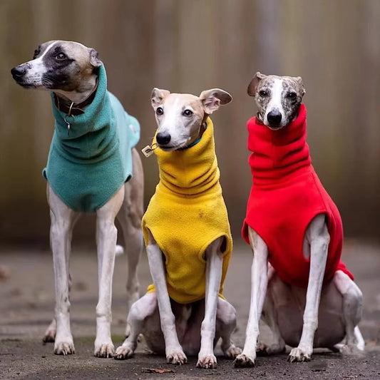 Solid Color Fleece High-neck Winter Vest for Greyhound or Whippet.