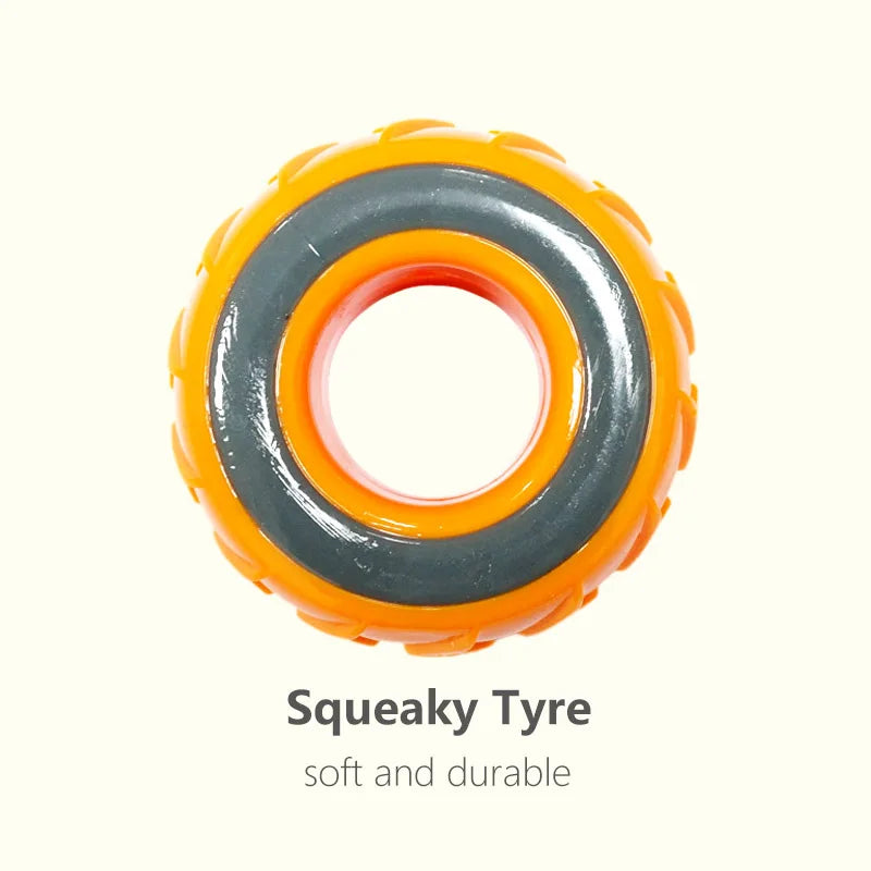 Floatable, Squeaking Tire for your pup.