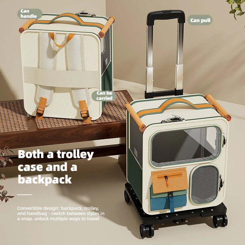 Rolling Cat Carrier with Wheels