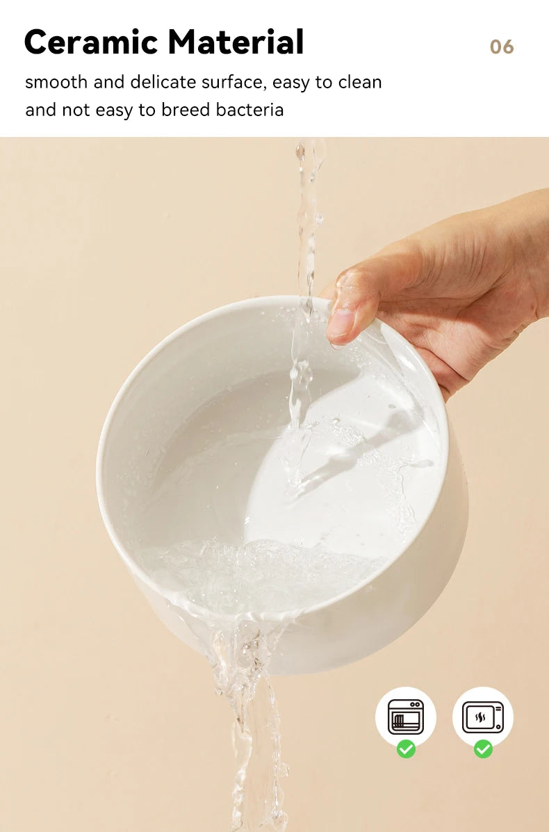 Ceramic Food / Water Bowl with Wooden Stand for Raised Feeding