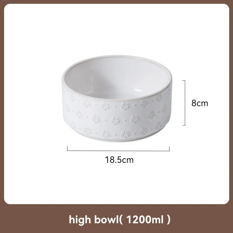 Ceramic Anti-Slip Bowl Set with Wooden Stand