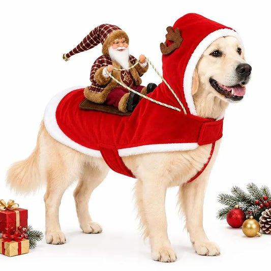Christmas Santa Claus Riding Costume for your pup or cat.