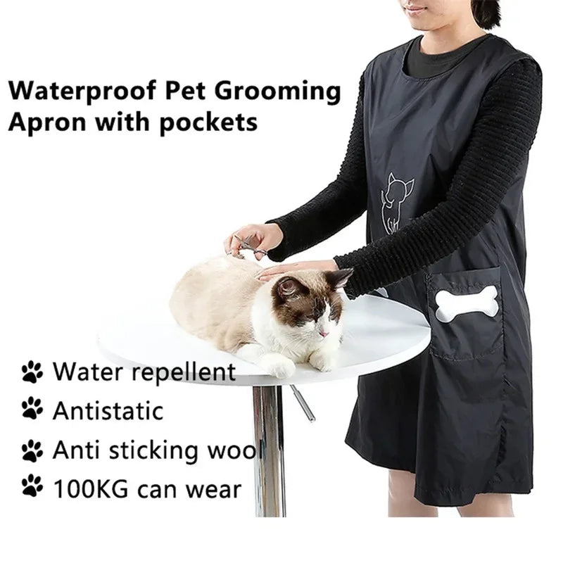 Pet Grooming Overalls Waterproof Nylon with Pockets