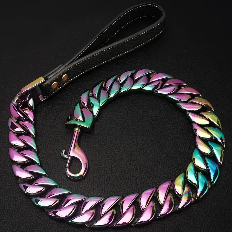 32mm Thick Dog Cuban Chains Heavy Duty Durbale Bull Dog Leads Medium Large Dog Leashes