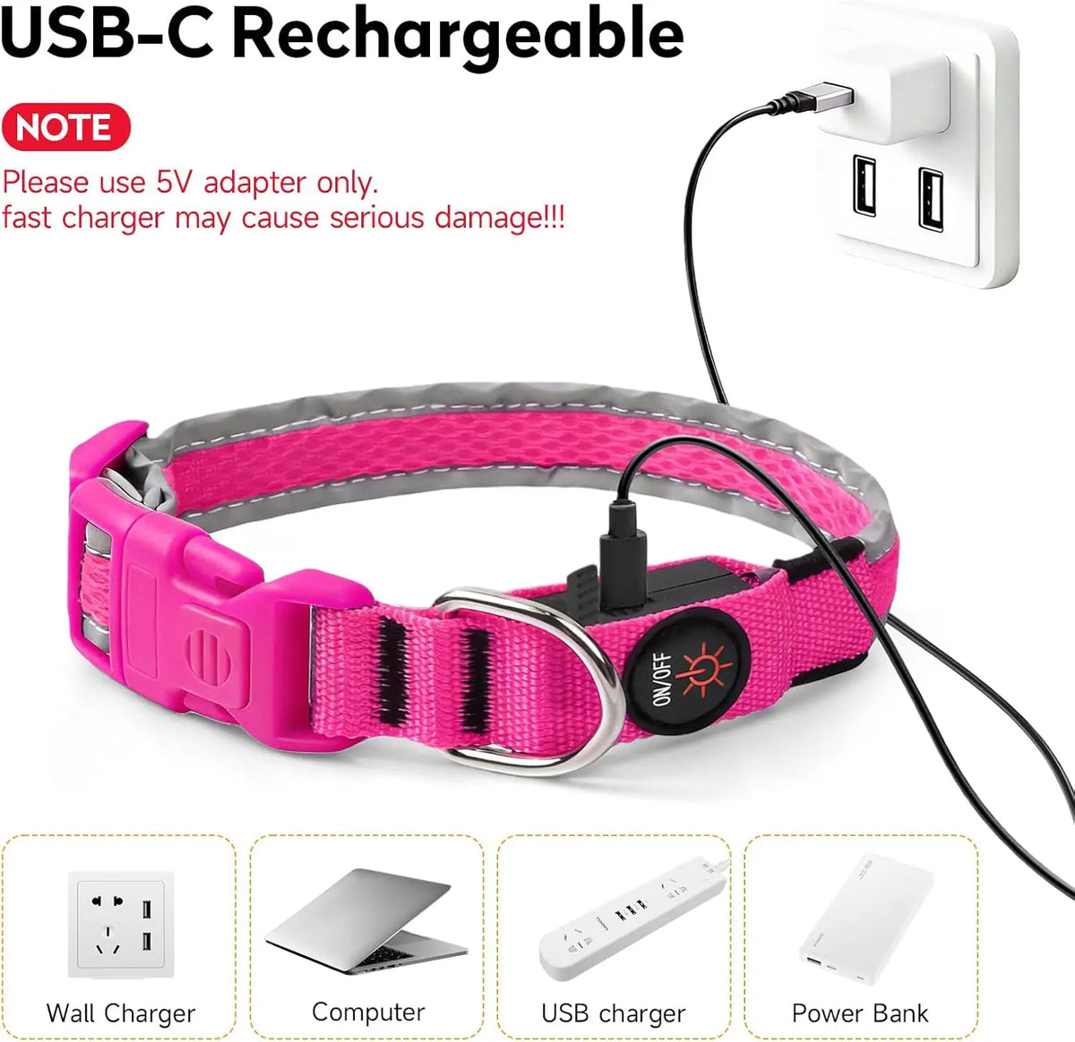 LED USB Rechargeable Light Up Collar for your pup.