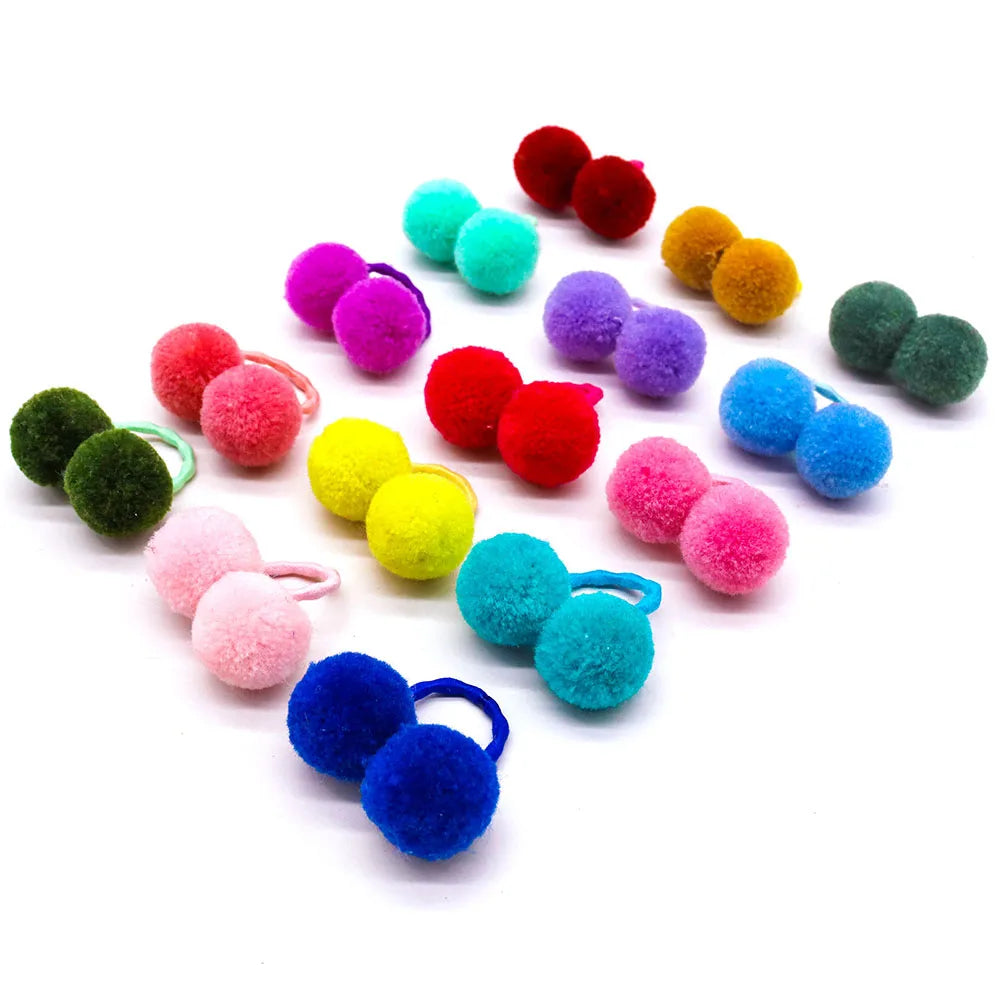 100/200PCS Plush Ball Bows