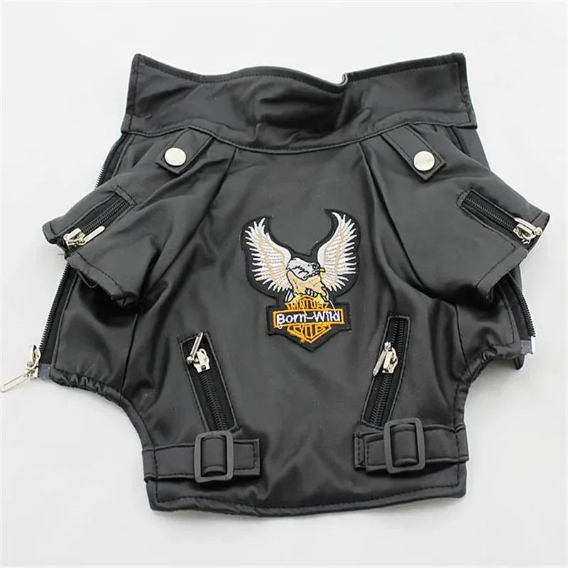 Eagle Pattern Coat PU Leather Jacket Soft & Waterproof for your pup or cat.