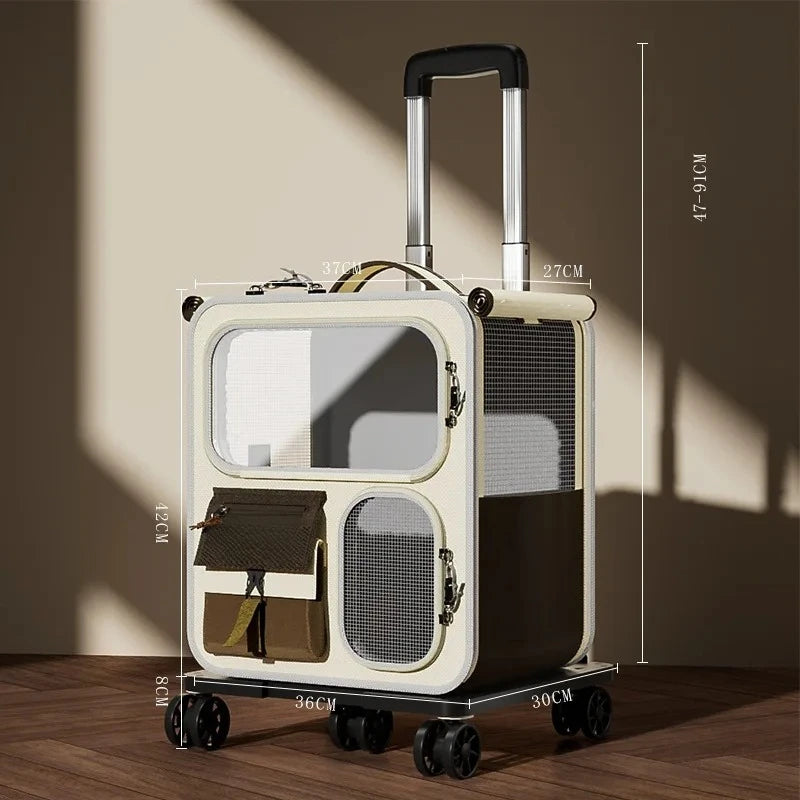 Rolling Cat Carrier with Wheels