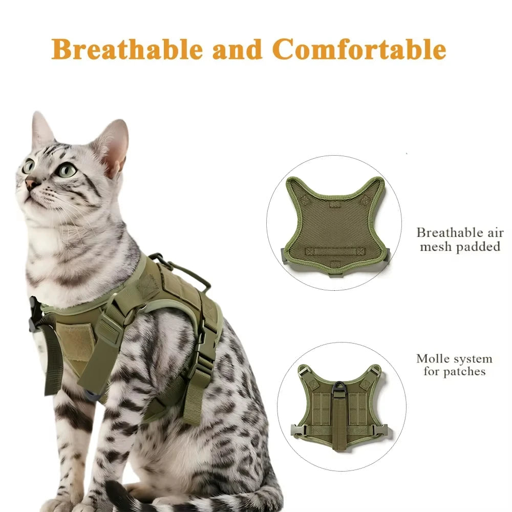 Escape Proof Tactical Cat Harness Vest and Leash Set