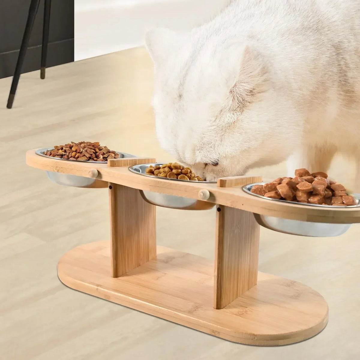 Elevated & Tilted 15 degrees for ease in eating