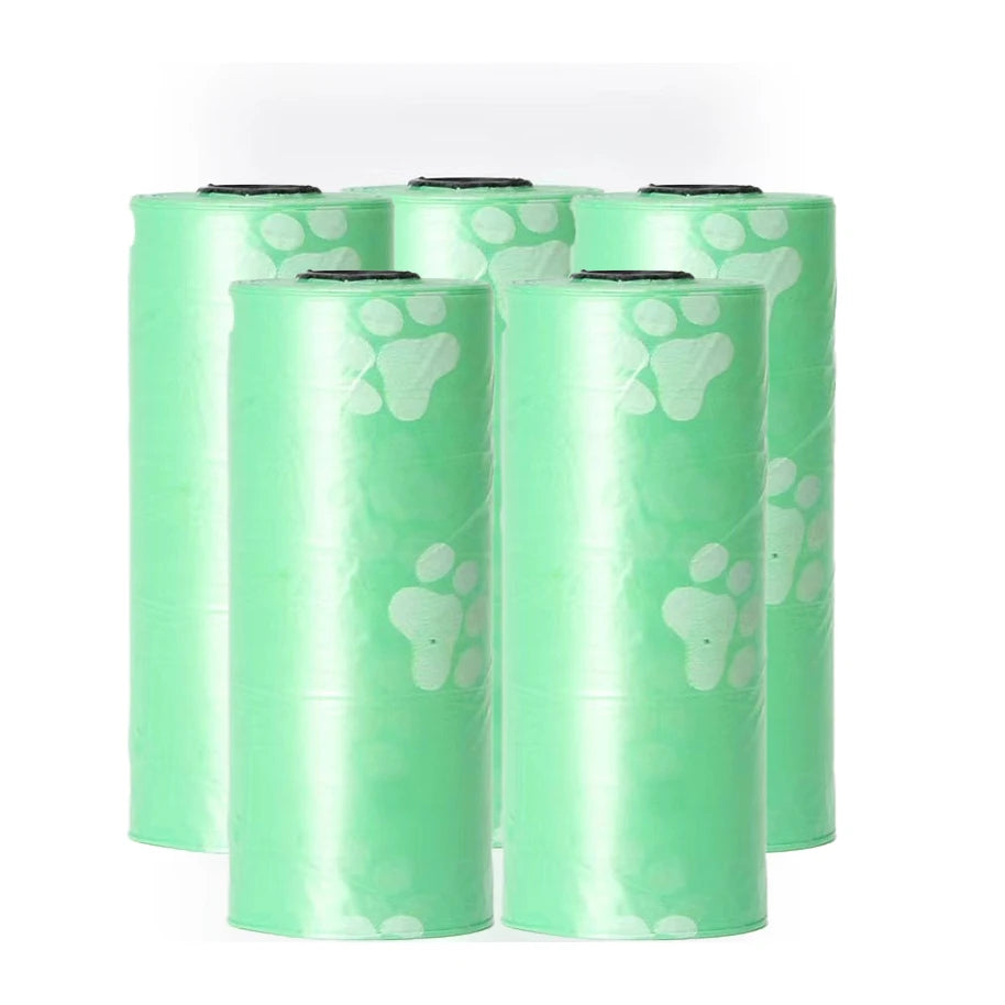 Pet Poop Bags with Leash Clip and Bone Bag Dispenser 5Roll(75Pcs)