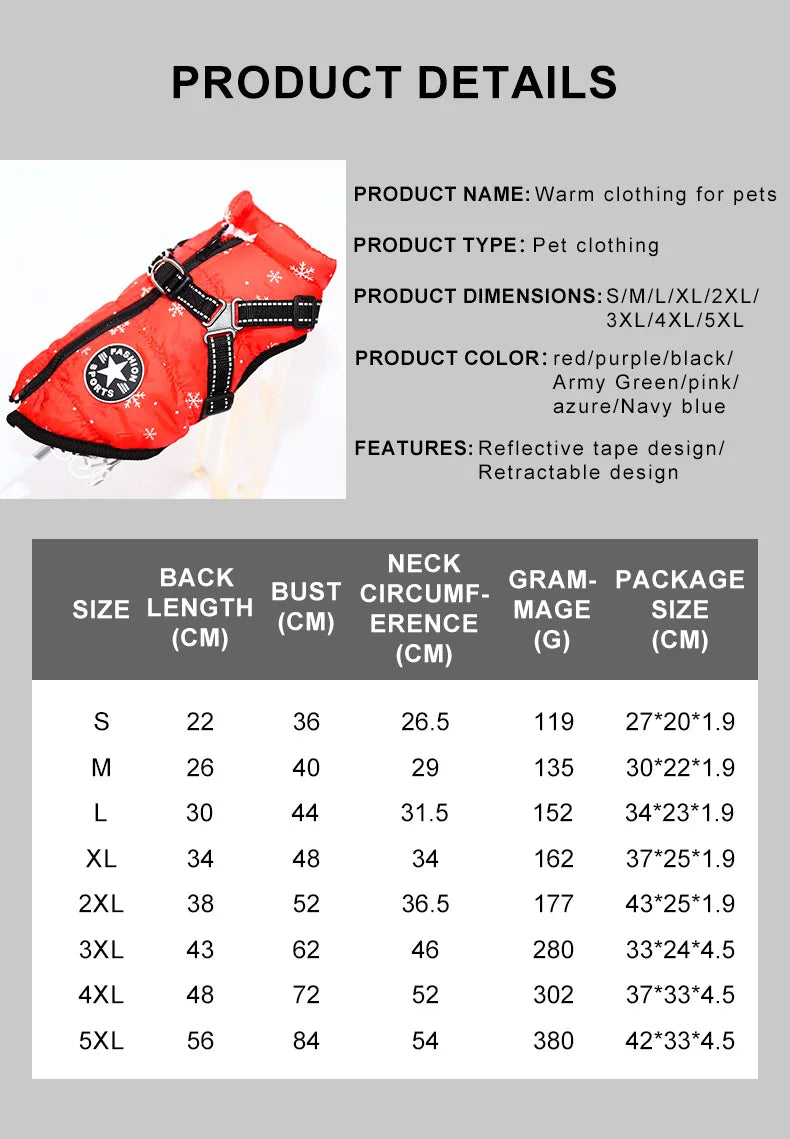 Reflective & Waterproof Winter Jacket for your pup.