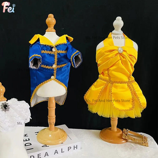 Halloween Beauty and Beast Themed Dog Couple Costume |