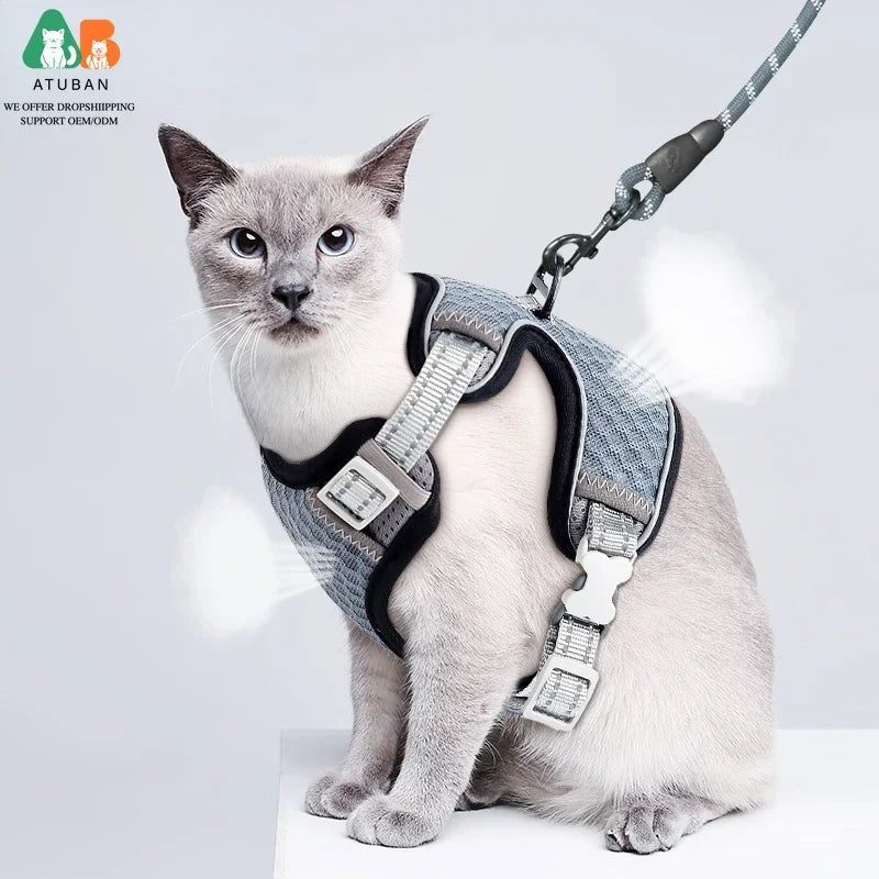 Reflective Escape Proof Cat Harness and Leash for Walking,