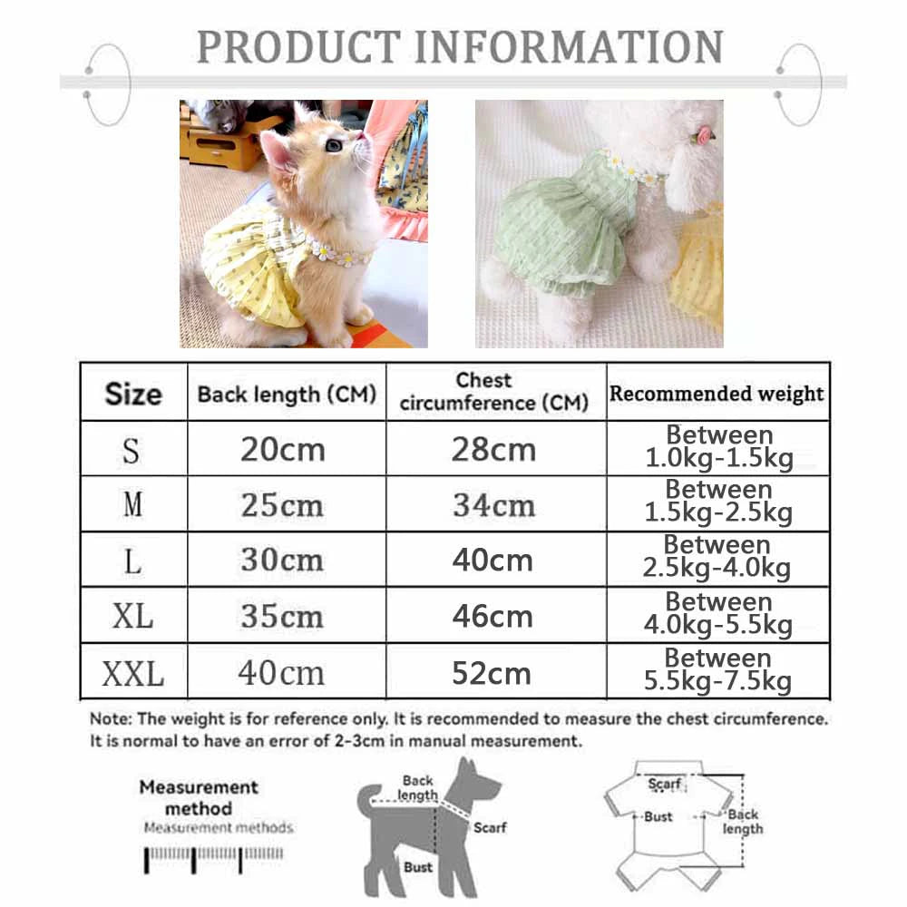 Breathable Cat Dress with Floral Wreath Collar