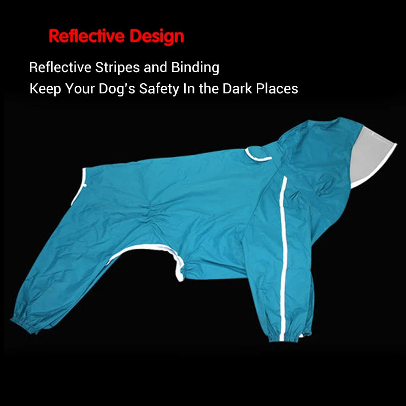 Reflective, Washable Hooded Raincoat With Removable Tail Cover for your pup.
