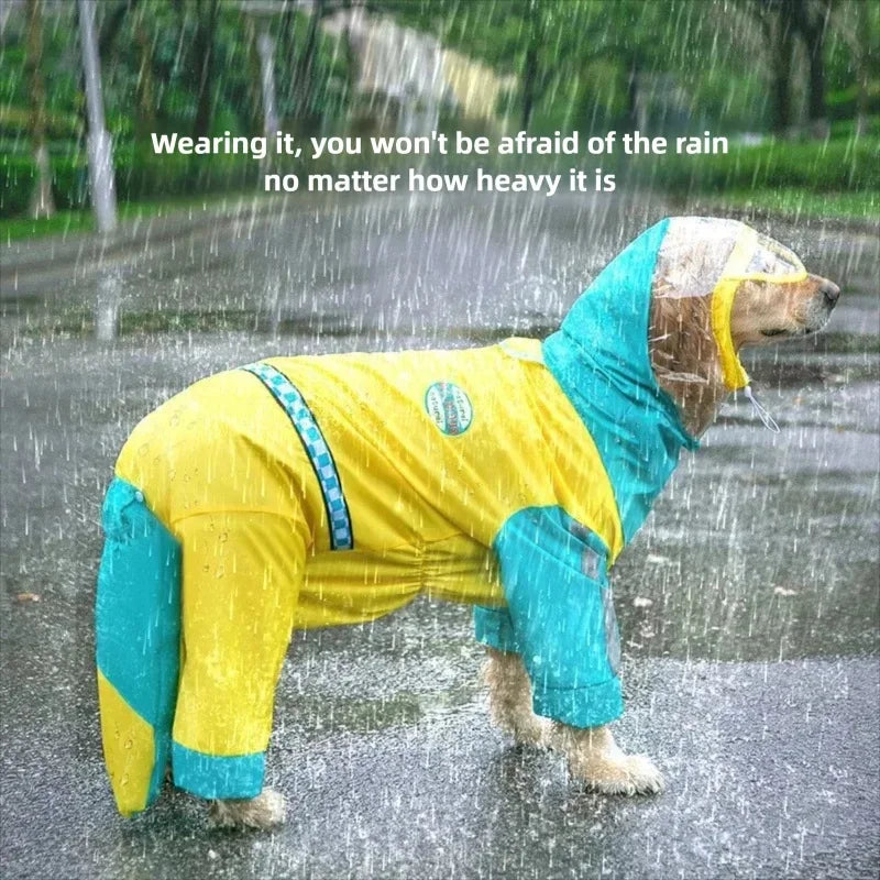 Waterproof Dinosaur Raincoat for your pup.