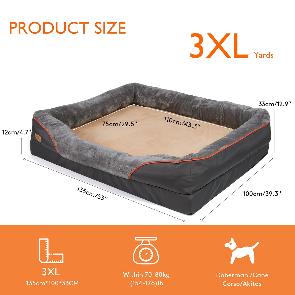 Jumbo Large Orthopedic Memory Foam Bed