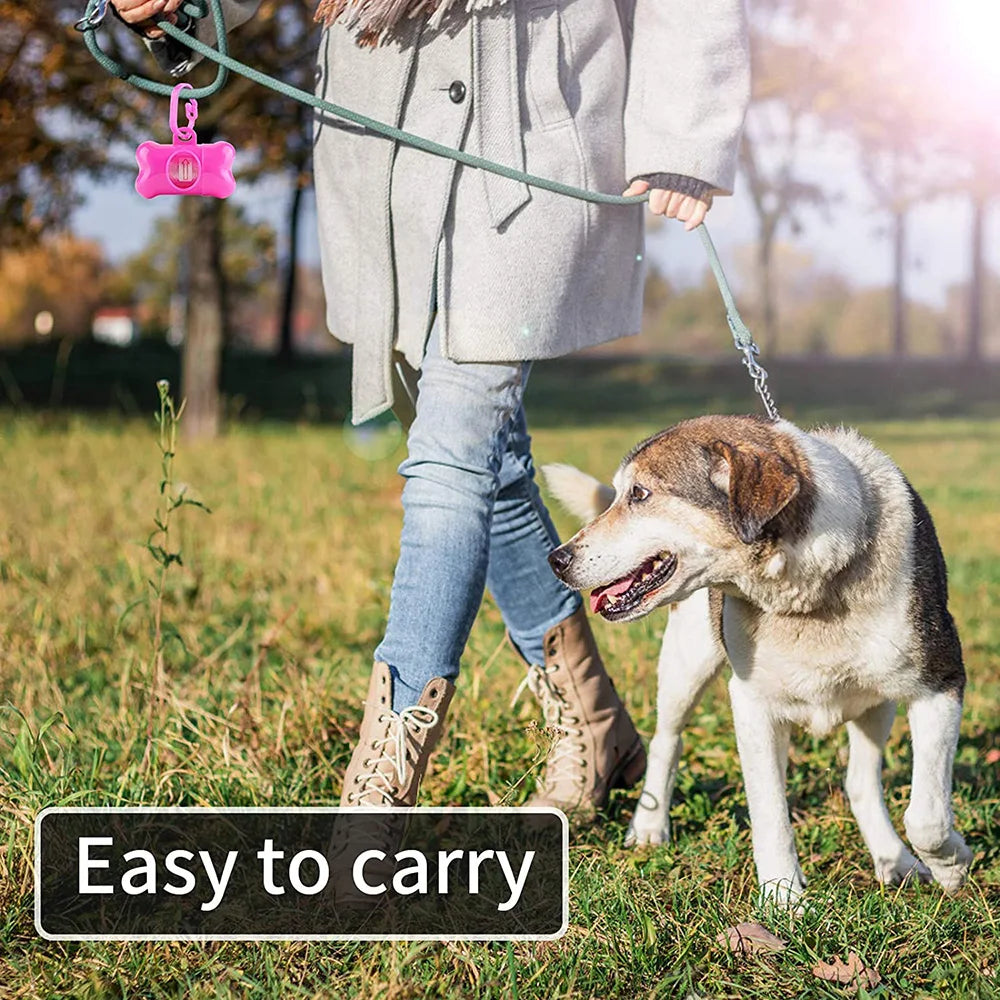 Pet Poop Bags with Leash Clip and Bone Bag Dispenser 5Roll(75Pcs)