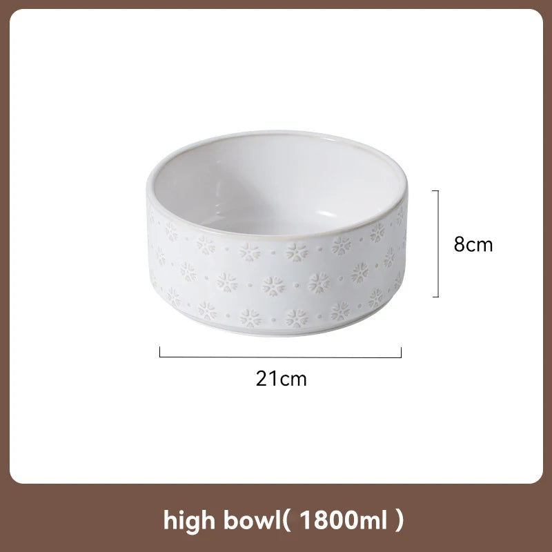 Ceramic Anti-Slip Bowl Set with Wooden Stand