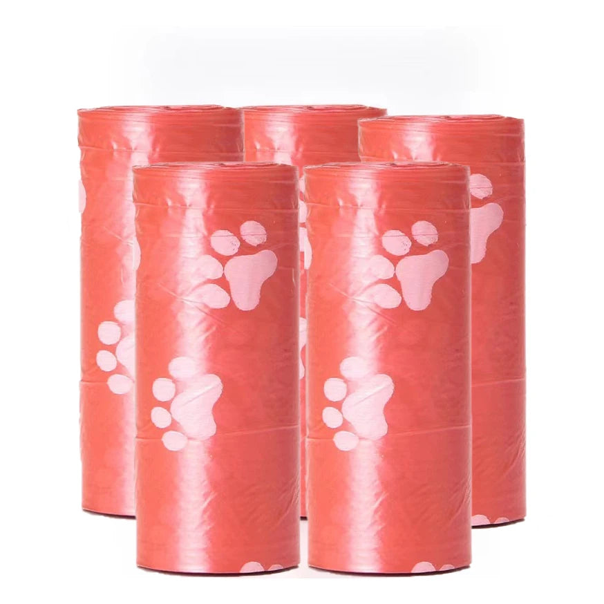 Pet Poop Bags with Leash Clip and Bone Bag Dispenser 5Roll(75Pcs)