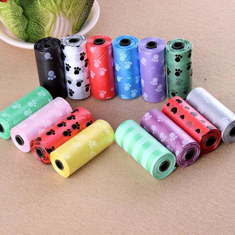 Pet Poop Bags with Leash Clip and Bone Bag Dispenser 5Roll(75Pcs)