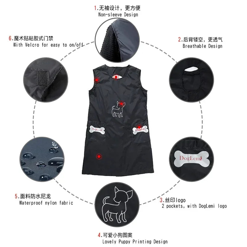 Pet Grooming Overalls Waterproof Nylon with Pockets