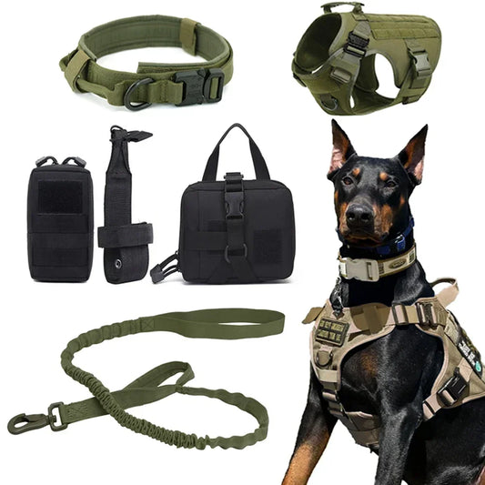 Tactical Dog Harness Collar Leash