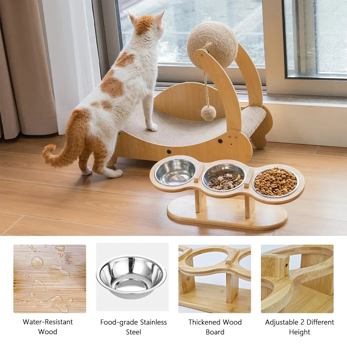Elevated & Tilted 15 degrees for ease in eating