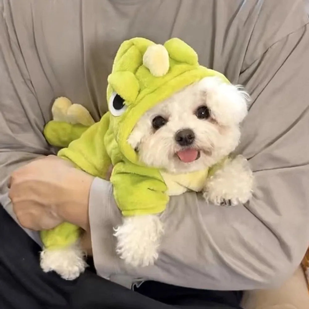 Dinosaur Fleece Jumpsuit for your pup or cat.