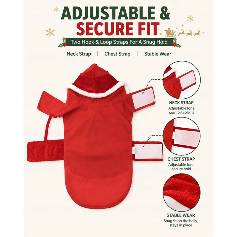 Christmas Santa Claus Riding Costume for your pup or cat.
