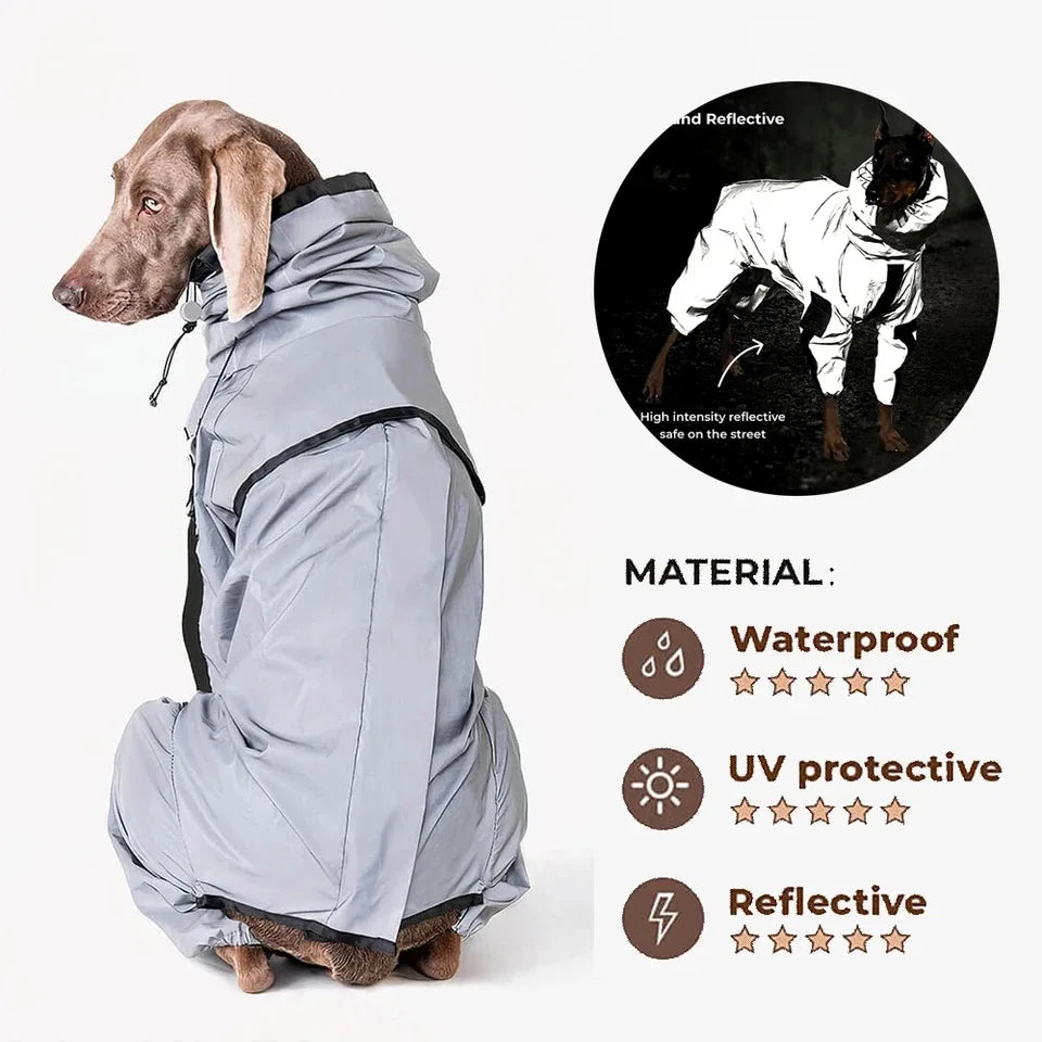 Reflective Waterproof Raincoat with UV protection for your pup.
