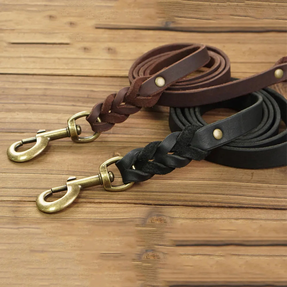 Soft Leather Braided Leash